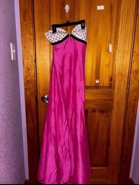 Sherri Hill Strapless Gown with Polka Dot Bodice